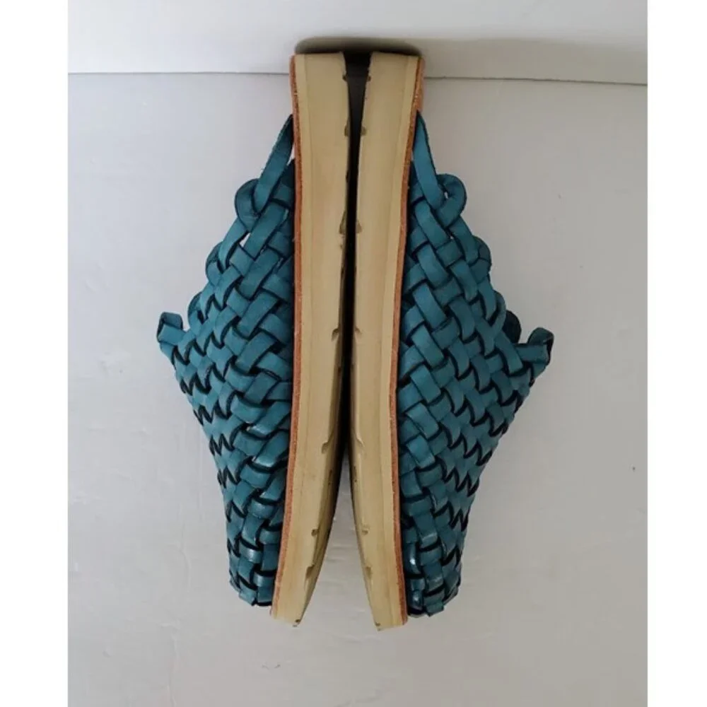 Huarache Mules by Brand X Huaraches Blue Handwoven Leather Size 6 Shoes Sandals - Picture 6 of 12